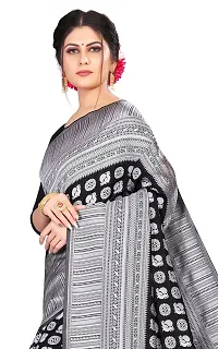 Women's Kanjeevaram Black Silver Color Silk Saree Pure Zari Traditional Women's Wedding Piece Bollywood Designer (BLACK SILVER-MODEL2)-thumb1