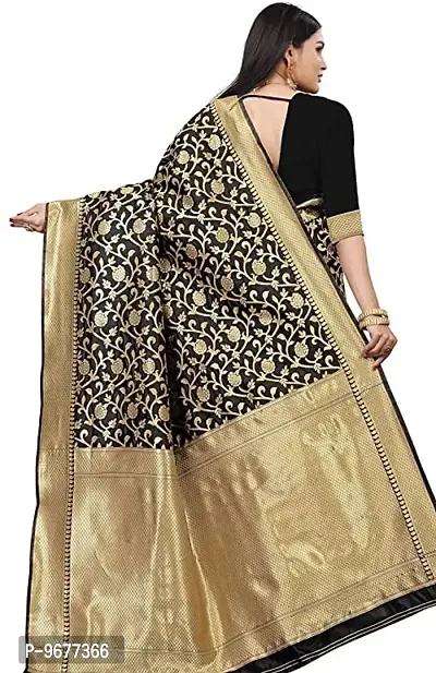 Copper Zari Pure Silk Saree | Indian Ethnic Wear | Traditional Women's Wedding Piece Bollywood Designer (BLACK)-thumb3