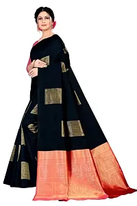 Kanchipuram Big Square Pattern Silk Saree | Indian Ethnic Wear | Traditional Women's Wedding Piece Bollywood Designer (BLACK)-thumb2