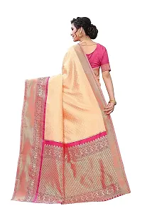 Soft Kanjeevaram Silk Saree For Women & Girls | Indian Ethnic Wear | Traditional Women's Wedding Piece Bollywood Designer (PEACH-MODEL-2)-thumb3