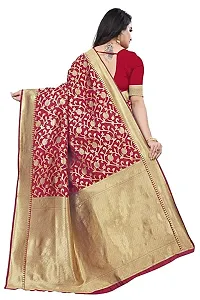 Copper Zari Pure Silk Saree | Indian Ethnic Wear | Traditional Women's Wedding Wear Sari (RED)-thumb1