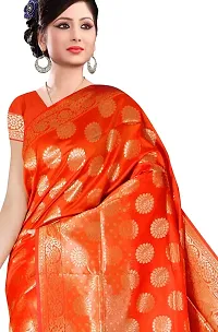 Kanjeevaram Printed Silk Saree Zari Traditional Women's Wedding Piece Bollywood Designer (ORANGE)-thumb2