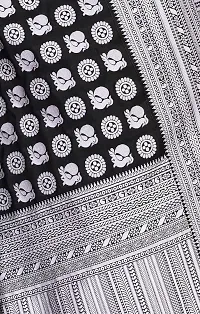 Women's Kanjeevaram Black Silver Color Silk Saree Pure Zari Traditional Women's Wedding Piece Bollywood Designer (BLACK SILVER-MODEL2)-thumb4