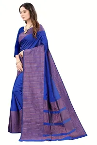 Kanchipuram Printed Ethnic Silk Saree | Indian Ethnic Wear | Traditional Women's Wedding Wear Sari (NAVYBLUE)-thumb1