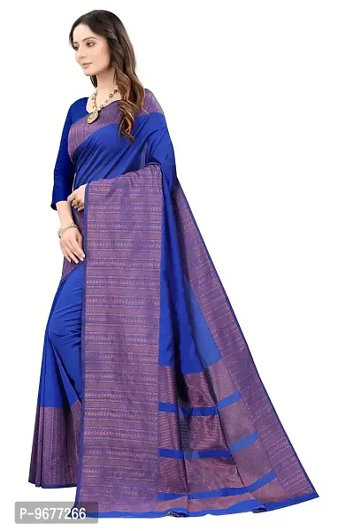 Kanchipuram Printed Ethnic Silk Saree | Indian Ethnic Wear | Traditional Women's Wedding Wear Sari (NAVYBLUE)-thumb2