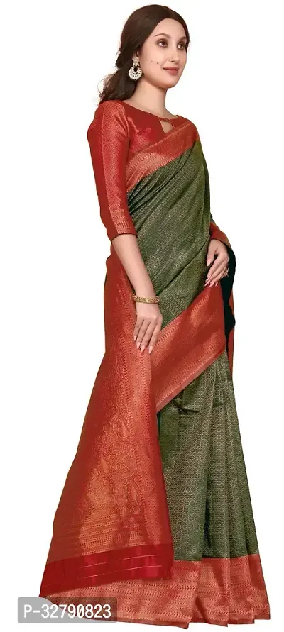 Stylish Green Art Silk Saree With Blouse Piece For Women-thumb4