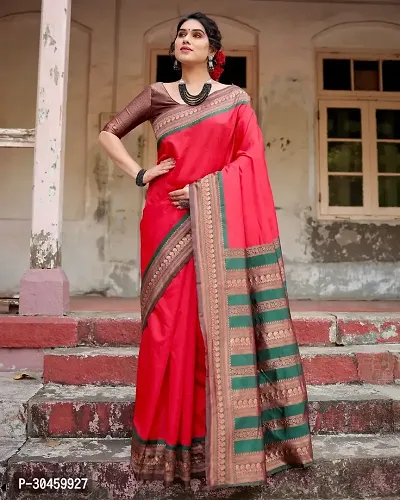 Elegant Art Silk Kanjeevaram Jacquard Saree With Blouse Piece-thumb5