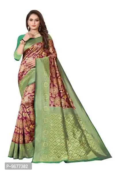 Kanjeevaram Silk Saree| Indian Ethnic Wear | Traditional Women's Wedding Piece Bollywood Designer (PURPLE GREEN)-thumb0