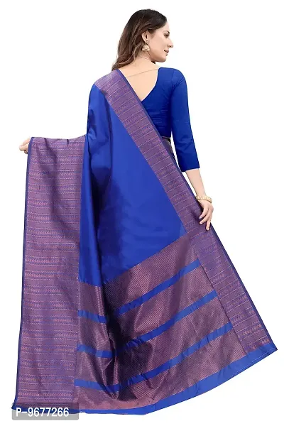 Kanchipuram Printed Ethnic Silk Saree | Indian Ethnic Wear | Traditional Women's Wedding Wear Sari (NAVYBLUE)-thumb5