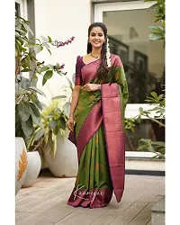 Stylish Green Art Silk Saree With Blouse Piece For Women-thumb1