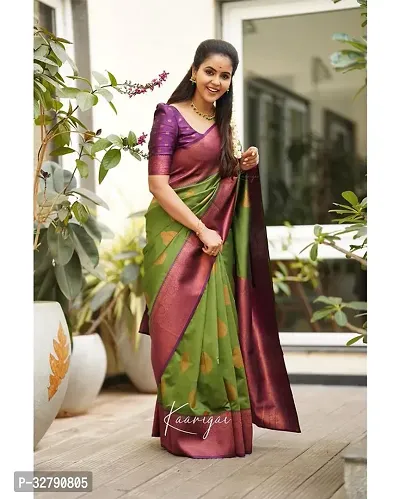 Stylish Green Art Silk Saree With Blouse Piece For Women-thumb5