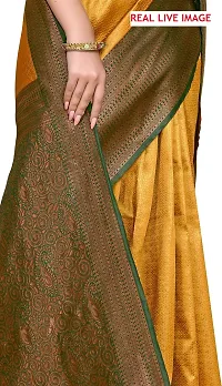 Stylish Golden Art Silk Saree With Blouse Piece For Women-thumb1