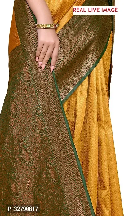 Stylish Golden Art Silk Saree With Blouse Piece For Women-thumb2