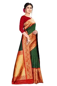 Green Butti Kanchipuram Soft Silk Saree | Indian Ethnic Wear | Traditional Women's Wedding Piece Bollywood Designer (GREEN BUTTI MODEL 1)-thumb3