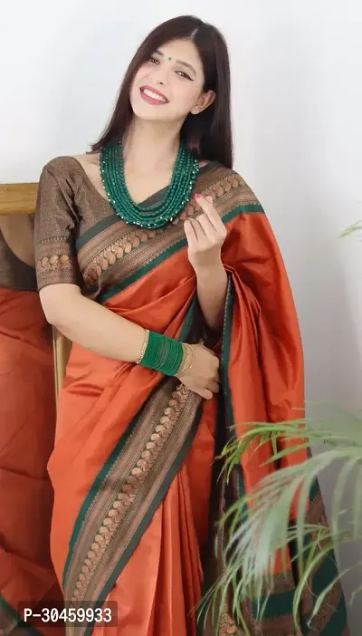 Elegant Art Silk Kanjeevaram Jacquard Saree With Blouse Piece-thumb5