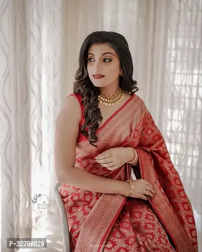 Stylish Red Art Silk Saree With Blouse Piece For Women-thumb4