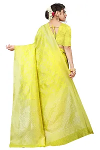 WOMEN'S KANJEEVARAM/ART SILK SAREE ZARI BORDER YELLOW COLOR SAARI | INDIAN ETHNIC WEAR-thumb3