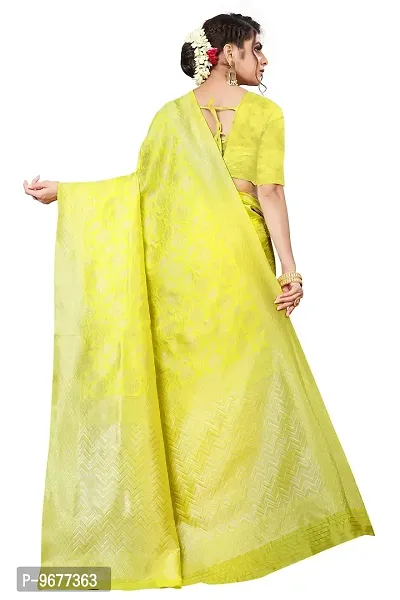 WOMEN'S KANJEEVARAM/ART SILK SAREE ZARI BORDER YELLOW COLOR SAARI | INDIAN ETHNIC WEAR-thumb4