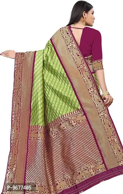 Kanchipuram Silk Saree | Indian Ethnic Wear | Traditional Women's Wedding Piece Bollywood Designer (GREEN WINE)-thumb4