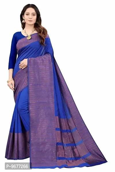 Kanchipuram Printed Ethnic Silk Saree | Indian Ethnic Wear | Traditional Women's Wedding Wear Sari (NAVYBLUE)-thumb0