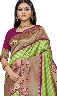 Kanchipuram Silk Saree | Indian Ethnic Wear | Traditional Women's Wedding Piece Bollywood Designer (GREEN WINE)-thumb2