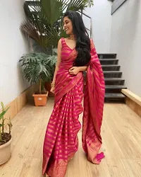 Stylish Pink Art Silk Saree With Blouse Piece For Women-thumb4