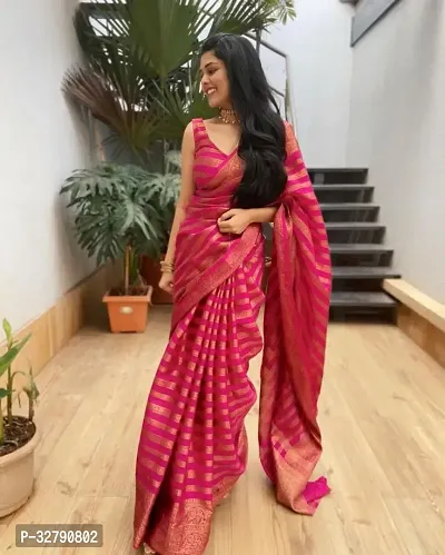 Stylish Pink Art Silk Saree With Blouse Piece For Women-thumb5