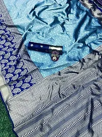 Kanjeevaram Silk Saree Indian Pure Vintage Fabric Blouse Soft 100% Banarasi Wear | Ethnic Wear |Traditional Wedding Party Woven Sarees (BLUE)-thumb4