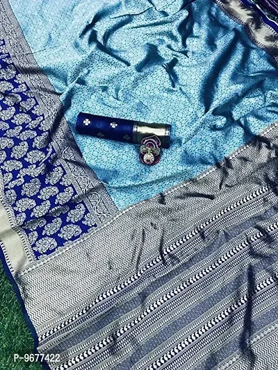 Kanjeevaram Silk Saree Indian Pure Vintage Fabric Blouse Soft 100% Banarasi Wear | Ethnic Wear |Traditional Wedding Party Woven Sarees (BLUE)-thumb5