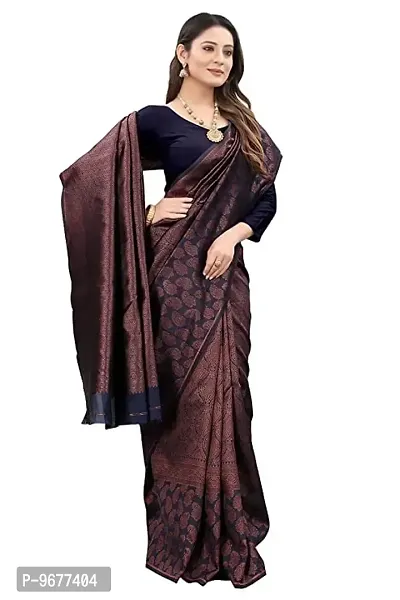 Premium Silk Saree Pure Vintage Fabric Blouse Soft 100% Banarasi Wear | Indian Ethnic Wear |Traditional Wedding Party Woven Sarees (NAVY BLUE)-thumb3