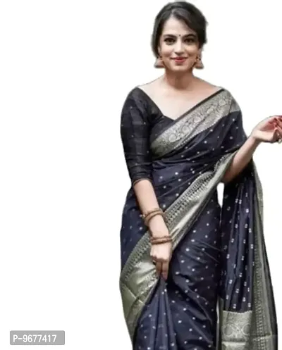 Classy Greenish Soft Silk Saree | Indian Ethnic Wear | Traditional Women's Wedding Piece Bollywood Designer (BLACK)