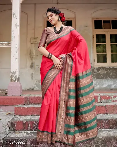 Elegant Art Silk Kanjeevaram Jacquard Saree With Blouse Piece-thumb0