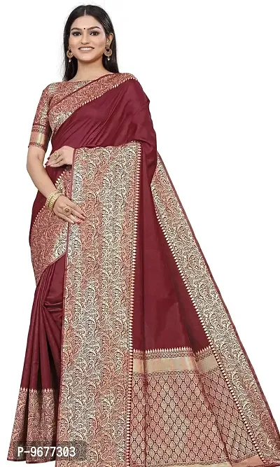 Smooth Kanjeevaram Silk Saree Pure Zari Traditional Women's Wedding Piece Bollywood Designer (MAROON)