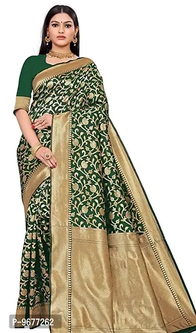 Copper Zari Pure Silk Saree | Indian Ethnic Wear | Traditional Women's Wedding Wear Sari (RAMA)-thumb0