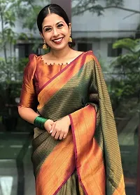 Stylish Green Art Silk Saree With Blouse Piece For Women-thumb1