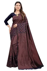 Premium Silk Saree Pure Vintage Fabric Blouse Soft 100% Banarasi Wear | Indian Ethnic Wear |Traditional Wedding Party Woven Sarees (NAVY BLUE)-thumb4