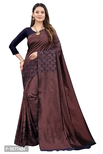 Premium Silk Saree Pure Vintage Fabric Blouse Soft 100% Banarasi Wear | Indian Ethnic Wear |Traditional Wedding Party Woven Sarees (NAVY BLUE)-thumb5