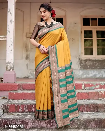 Elegant Art Silk Kanjeevaram Jacquard Saree With Blouse Piece-thumb3