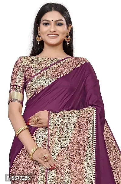 Smooth Kanjeevaram Silk Saree Pure Zari Traditional Women's Wedding Piece Bollywood Designer (WINE)-thumb5