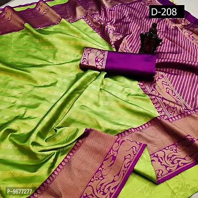 Classy Green Kanchipuram Silk Saree | Indian Ethnic Wear | Traditional Women's Wedding Piece Bollywood Designer-thumb5