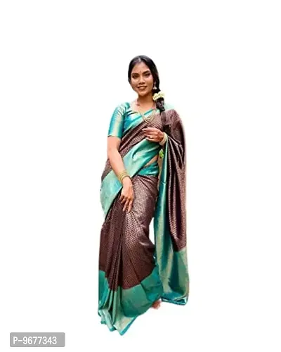 Smooth Kanjeevaram Pure Silk Zari Saree Traditional Women's Wedding Piece Bollywood Designer (FIROZI NAVYBLUE)