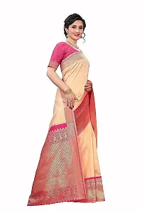 Soft Kanjeevaram Silk Saree For Women & Girls | Indian Ethnic Wear | Traditional Women's Wedding Piece Bollywood Designer (PEACH-MODEL-2)-thumb2