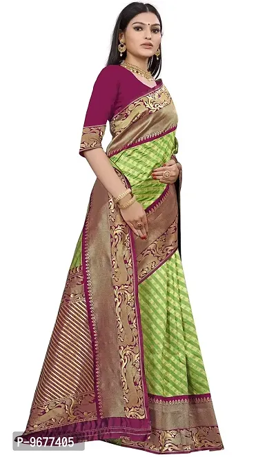 Kanchipuram Silk Saree | Indian Ethnic Wear | Traditional Women's Wedding Piece Bollywood Designer (GREEN WINE)-thumb2