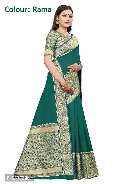 Smooth Kanjeevaram Silk Saree Pure Zari Traditional Women's Wedding Piece Bollywood Designer (RAMA)-thumb2