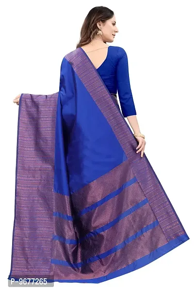 Kanchipuram Printed Ethnic Silk Saree | Indian Ethnic Wear | Traditional Women's Wedding Piece Bollywood Designer (NAVY BLUE)-thumb5