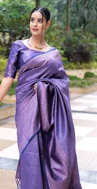 Stylish Blue Art Silk Saree With Blouse Piece For Women-thumb3