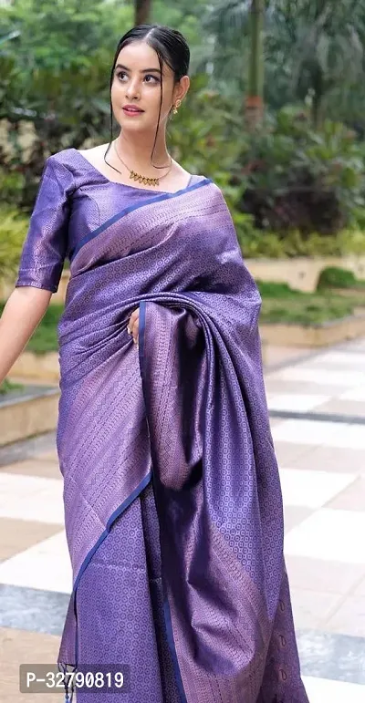 Stylish Blue Art Silk Saree With Blouse Piece For Women-thumb4