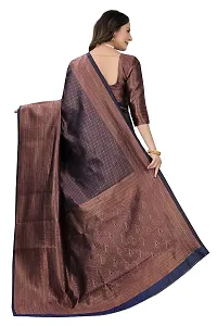 Smooth Kanjeevaram Pure Silk Zari Saree Traditional Women's Wedding Piece Bollywood Designer (NAVYBLUE-1)-thumb4