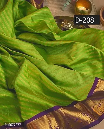 Classy Green Kanchipuram Silk Saree | Indian Ethnic Wear | Traditional Women's Wedding Piece Bollywood Designer-thumb4