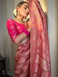 Stylish Pink Art Silk Saree With Blouse Piece For Women-thumb3